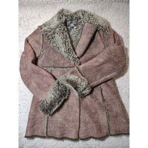 Blanc Noir Outerwear Womens Faux Fur Mob Wife Coat Sz M Brown Cozy